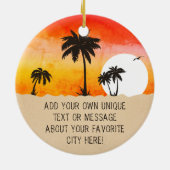 プラヤデルカルメンメキシコレトロサンセットパームツリー60s セラミックオーナメント (裏面)