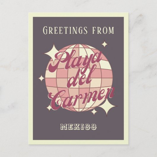 プラヤデルカルメンメキシコレトロヴィンテージpurpPostague ポストカード (正面)