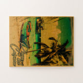 プラヤデルカルメンメキシコヴィンテージトラベルパームビーチ ジグソーパズル (横)