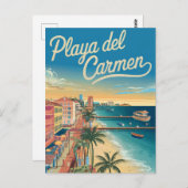 プラヤデルカルメンメキシコヴィンテージ ポストカード (正面/裏面)