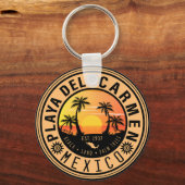 プラヤデルカルメンレトロサンセットパームツリーズ1960s キーホルダー (正面)