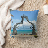 プラヤデルカルメン像海ランドスケープ土産 クッション (ブランケット)