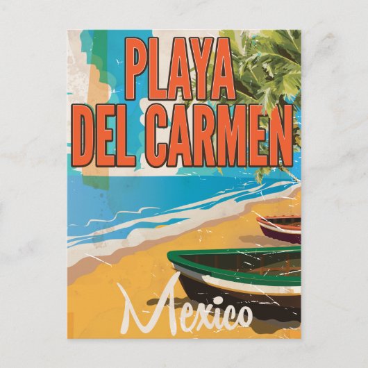プラヤデルカーメンヴィンテージ旅行ポスタープリント ポストカード (正面)