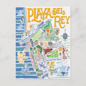 プラヤデルレイの図解入りの、写真付きの地図 ポストカード (正面)