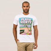 プラヤノルテ メキシコのビーチポスター Tシャツ (正面フル)