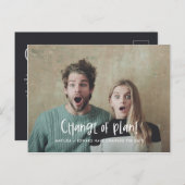 プランのおもしろいモダンの結婚写真の変更 案内ポストカード (正面/裏面)