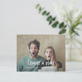 プランのおもしろいモダンの結婚写真の変更 案内ポストカード (スタンド正面)