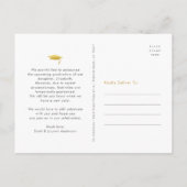 プランの変更の卒業金ゴールドブラックタイポグラフィ インビテーションポストカード (裏面)