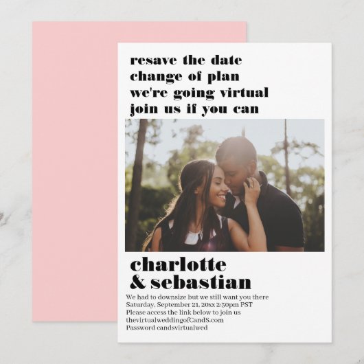 プランの変更バーチャルウェディング日付の写真を保存 セーブザデート (正面/裏面)