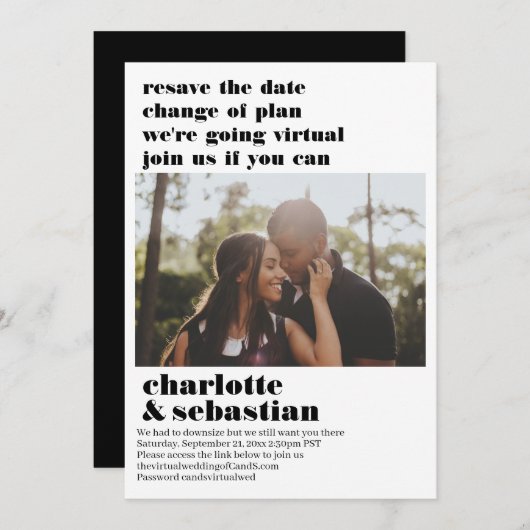 プランの変更バーチャルウェディング日付の写真を保存 セーブザデート (正面/裏面)