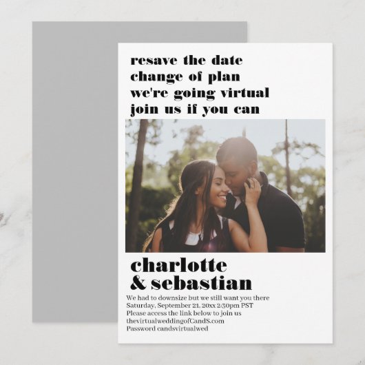 プランの変更バーチャルウェディング日付の写真を保存 セーブザデート (正面/裏面)