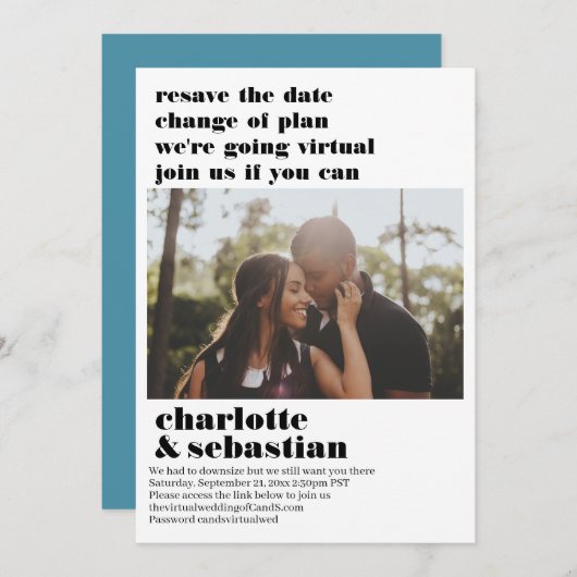 プランの変更バーチャルウェディング日付の写真を保存 セーブザデート (正面/裏面)