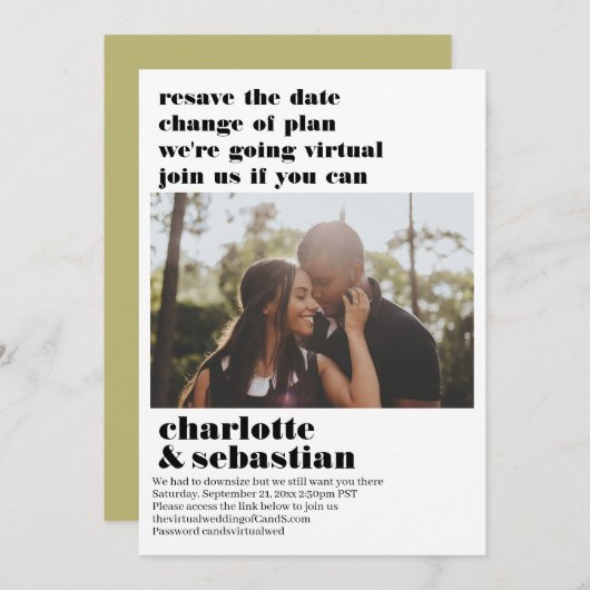 プランの変更バーチャルウェディング日付の写真を保存 セーブザデート (正面/裏面)