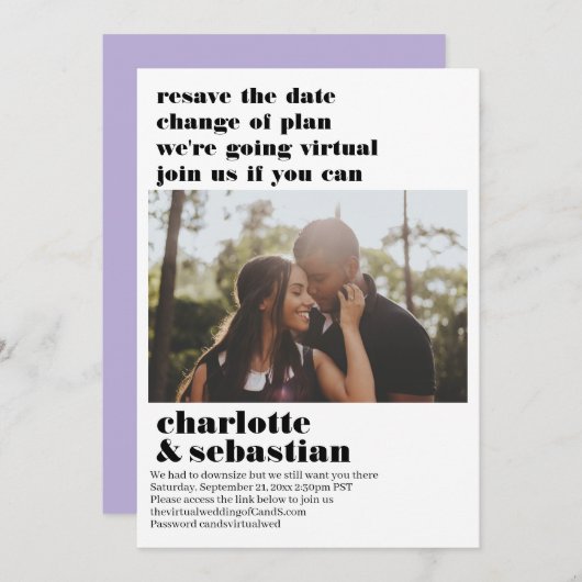 プランの変更バーチャルウェディング日付の写真を保存 セーブザデート (正面/裏面)