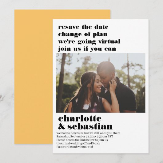 プランの変更バーチャルウェディング日付の写真を保存 セーブザデート (正面/裏面)