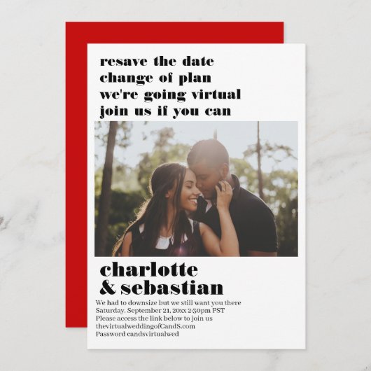 プランの変更バーチャルウェディング日付の写真を保存 セーブザデート (正面/裏面)