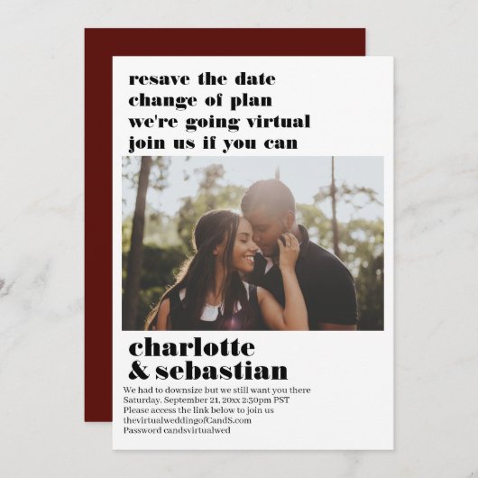 プランの変更バーチャルウェディング日付の写真を保存 セーブザデート (正面/裏面)