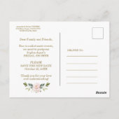 プランの変更ピンクの花ブライダルシャワー ポストカード (裏面)