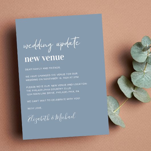 プランの変更New Venue Dusty Blue 結婚's 案内状
