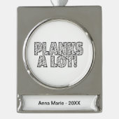 プランクスAロットコアフィットネストレーニング引用文 シルバープレートバナーオーナメント (正面)