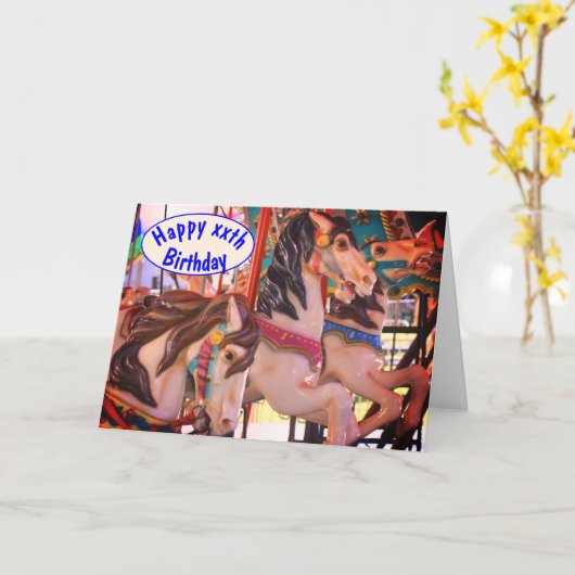 プランサーズ回転木馬ホースパーソナライズされた誕生日 カード (黄色い花)