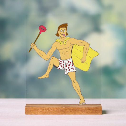 プランジャーと下着の男 アクリルサイン (ニュートラル)