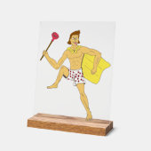 プランジャーと下着の男 アクリルサイン (傾斜)