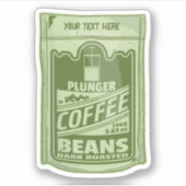 プランジャーポップ・アートのコーヒーアート食品包装イラストレーション シール (正面)