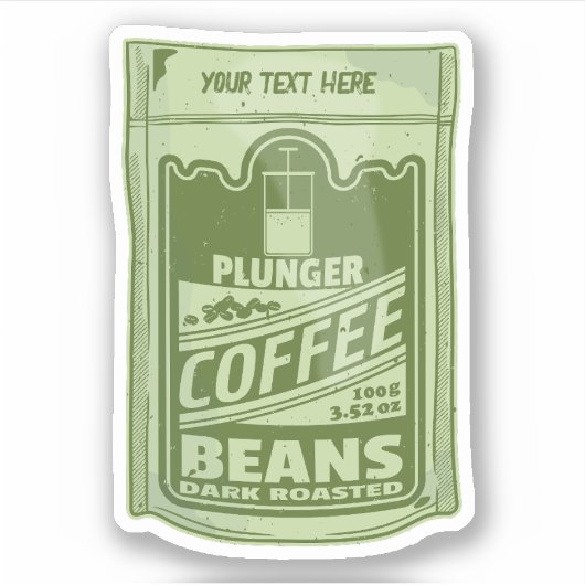 プランジャーポップ・アートのコーヒーアート食品包装イラストレーション シール (正面)