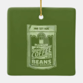 プランジャーポップ・アートのコーヒーアート食品包装イラストレーション セラミックオーナメント (裏面)