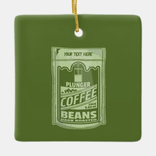 プランジャーポップ・アートのコーヒーアート食品包装イラストレーション セラミックオーナメント (正面)