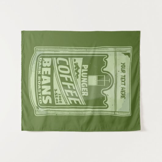 プランジャーポップ・アートのコーヒーアート食品包装イラストレーション タペストリー (正面(横))