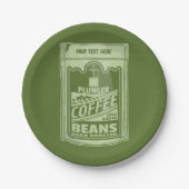 プランジャーポップ・アートのコーヒーアート食品包装イラストレーション ペーパープレート (正面)