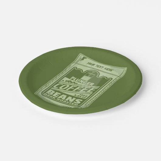 プランジャーポップ・アートのコーヒーアート食品包装イラストレーション ペーパープレート (アングル)