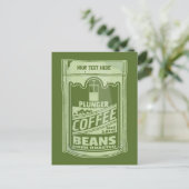 プランジャーポップ・アートのコーヒーアート食品包装イラストレーション ポストカード (スタンド正面)