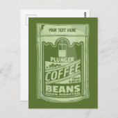 プランジャーポップ・アートのコーヒーアート食品包装イラストレーション ポストカード (正面/裏面)