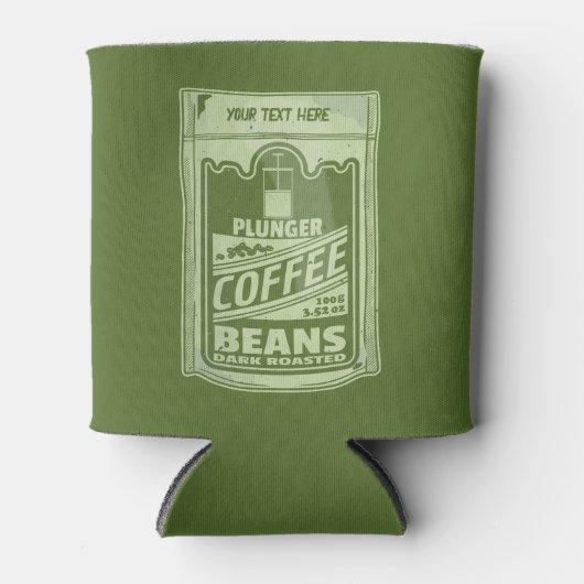 プランジャーポップ・アートのコーヒーアート食品包装イラストレーション 缶クーラー (正面)