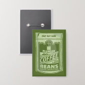 プランジャーポップ・アートのコーヒーアート食品包装イラストレーション 缶バッジ (正面/裏面)