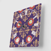 プランタゲネットフルーアパターン スクエア壁時計 (傾斜)