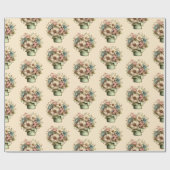 プランター鉢に咲く幻想的な花のかわいい模様 ラッピングペーパー (フラット)
