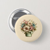 プランター鉢に咲く幻想的な花 かわいい 缶バッジ (正面&裏面)