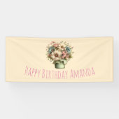 プランター鉢に咲く幻想的な花 誕生日 横断幕 (横)