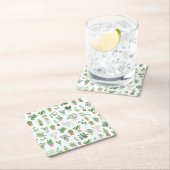 プランティタハウス植物とポットパターン スクエアペーパーコースター (インサイチュ)