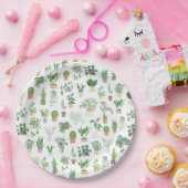 プランティタハウス植物とポットパターン ペーパープレート (パーティー)