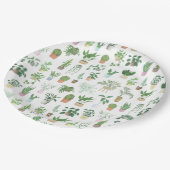 プランティタハウス植物とポットパターン ペーパープレート (アングル)