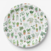 プランティタハウス植物とポットパターン ペーパープレート (正面)