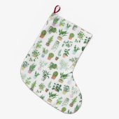 プランティタハウス植物とポットパターン ラージクリスマスストッキング (正面 (吊り時))