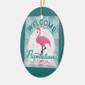 プランテーションフロリダピンクフラミンゴレトロ セラミックオーナメント (左)