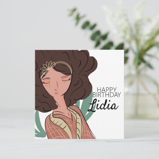 プラントウーマンキャラクター恋人誕生日はがき カード (スタンド正面)