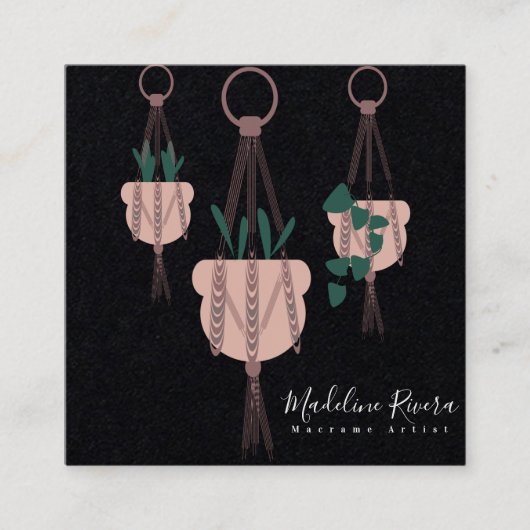プラントシッター·マカルム·アぶら下がったーティストの植物 スクエア名刺 (正面)
